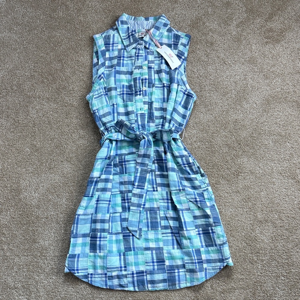 Vineyard Vines Blue and Green Plaid Dress
